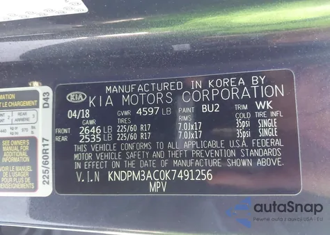 2019 Kia Sportage Lx from USA, damaged, VIN KNDPM3AC0K7491256
